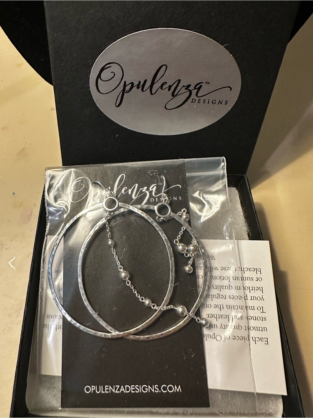 Opulenza Silver Hoop Drop Earrings - Picture 2 of 4